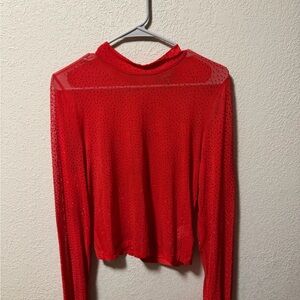 Elegant Red Sheer Women's Top